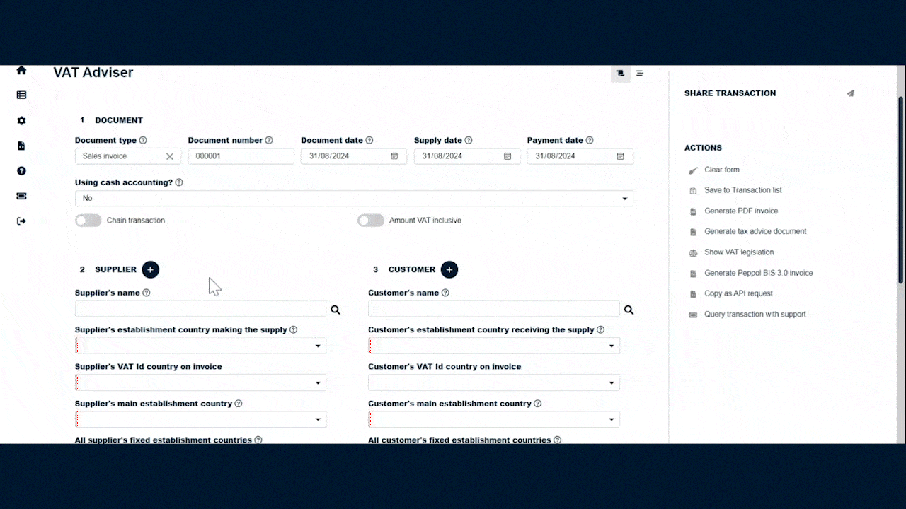 Enter the details of your transaction